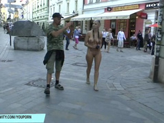 Crazy blonde chick susanne naked on public streets