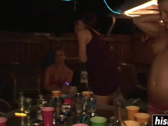 Stunning girls get naked at the party