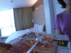 no money for pizza, offered delivery boy blowjob end up he cum inside me!