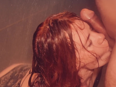 Ginger Redhead Long Sensual Blowjob and Cock Worship in Hot Shower