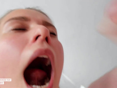 mouth open wide for cum swallow