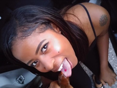 Black Girl Sucks Brown Guy Wood's Dick In Parking-lot and In Car