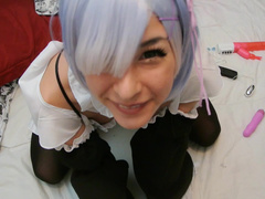 Succubabe - Rem Cosplay Anal beads and Vibrator private premium video
