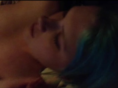 Blue haired girl afterpartying with 2 guys