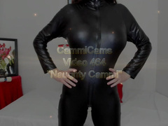 CammiCams in black leather bodysuit