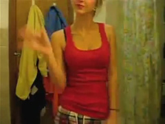 Blonde teen girl showing boobs