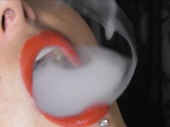 Sexy Smoking English Babe W/ Red Lipstick