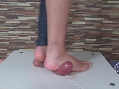 Underfoot Cock and Balls Torture with Cum out