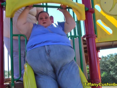 Fat SSBBW Walking, Tight Slides, Stuck & Swinging at the Park in Jeans