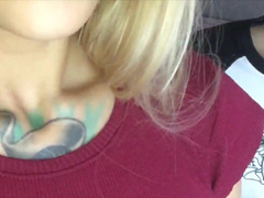 sexy tattoo babe hot tits cum covered