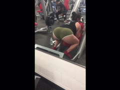 Fit MILF Flashing Ass at the Gym in Tiny Shorts