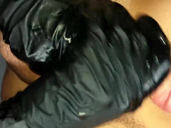Amazing Close up Handjob with Black Gloves ~DirtyFamily~