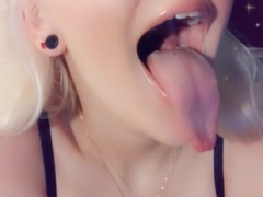 Cute Teen Girl with a very Long Tongue