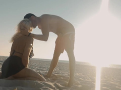Kate Truu with Big Butt Fucks on the Public Beach at Sunset