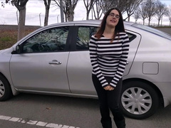 Sexy Tease Car Sale Video with Clothed Public Masturbation